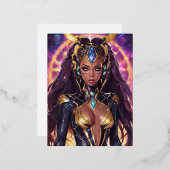 Portret van Anime als een kosmische godin Folie Feestdagen Briefkaart (Voorkant / Achterkant)