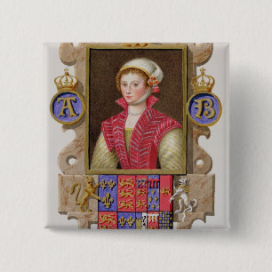 Portret van Anne Boleyn (1507-36) 2de koningin van Vierkante Button 5,1 Cm