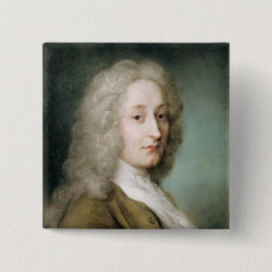 Portret van Antoine Watteau Vierkante Button 5,1 Cm