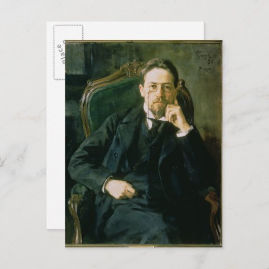 Portret van Anton Pavlovich Chekhov, 1898 Briefkaart (Voorkant / Achterkant)