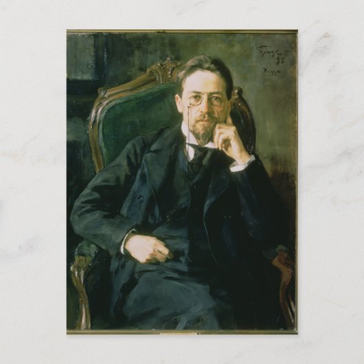 Portret van Anton Pavlovich Chekhov, 1898 Briefkaart (Voorkant)