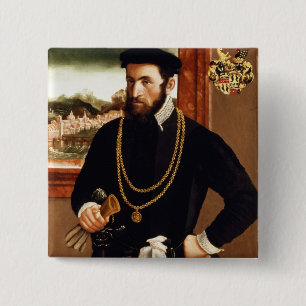 Portret van Anton Rummel von Liechtenan Vierkante Button 5,1 Cm