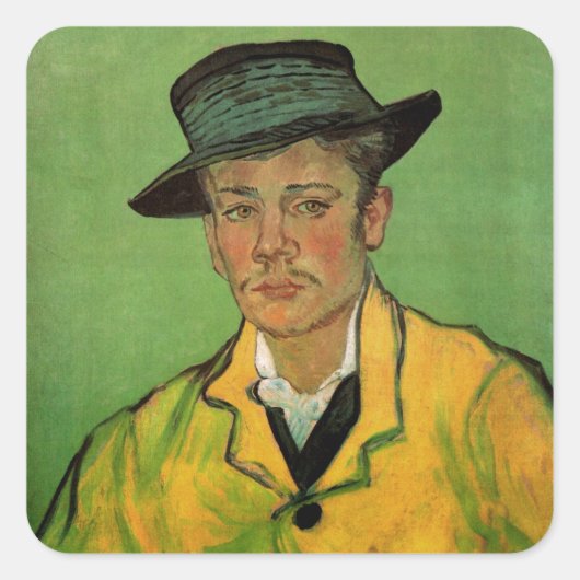 Portret van Armand Roulin door Vincent van Gogh Vierkante Sticker (Voorkant)