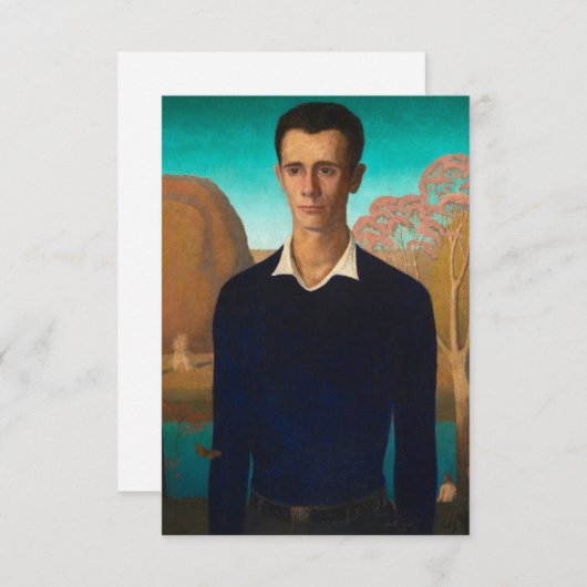 Portret van Arnold Pyle, 1930, van Grant Wood Informatiekaartje (Voorkant / Achterkant)