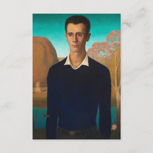 Portret van Arnold Pyle, 1930, van Grant Wood Informatiekaartje (Voorkant)