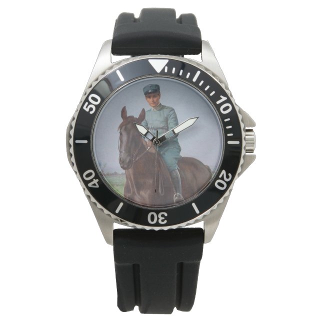 Portret van Attilio Triboletti (Cavalry Soldier) Horloge (Voorkant)