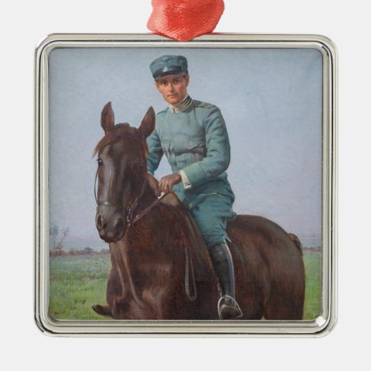 Portret van Attilio Triboletti (Cavalry Soldier) Metalen Ornament (Voorkant)