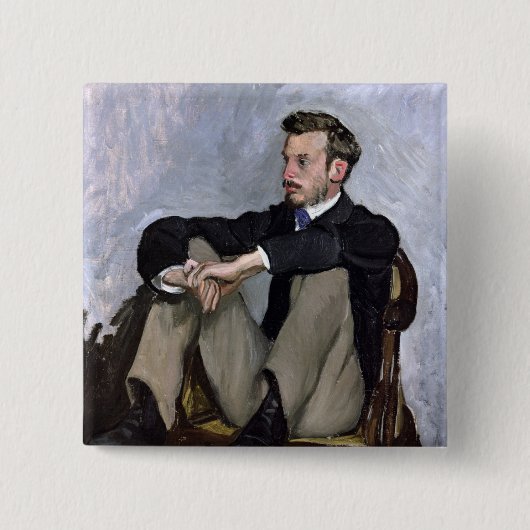 Portret van Auguste Renoir, 1867 Vierkante Button 5,1 Cm (Voorkant)