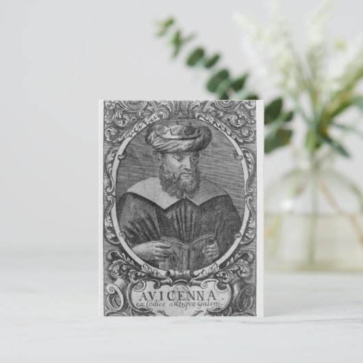 Portret van Avicenna Reading Briefkaart (Staand voorkant)