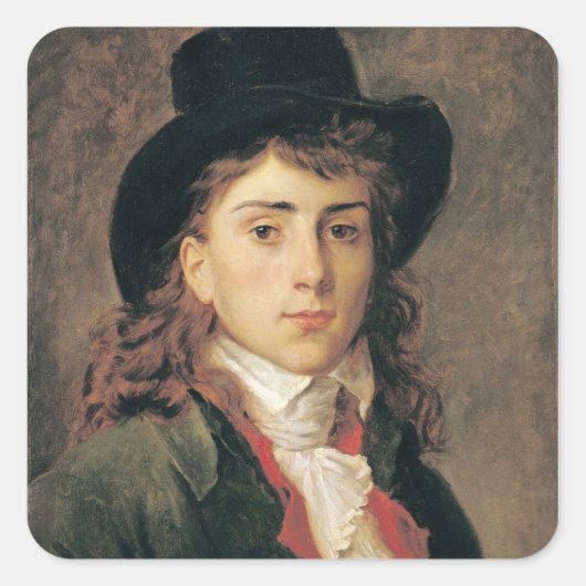 Portret van Baron Antoine Jean Gros 20 jaar oud Vierkante Sticker (Voorkant)