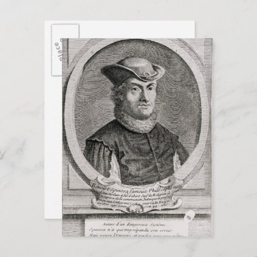 Portret van Baruch of Benedict Spinoza Briefkaart (Voorkant / Achterkant)