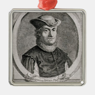 Portret van Baruch of Benedict Spinoza Metalen Ornament