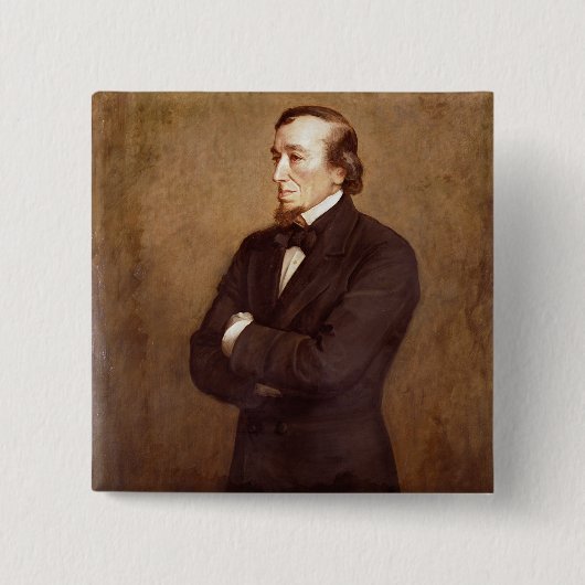 Portret van Benjamin Disraeli Vierkante Button 5,1 Cm (Voorkant)