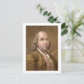 Portret van Benjamin Franklin (1706-1990) uit Le Briefkaart (Staand voorkant)