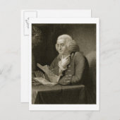 Portret van Benjamin Franklin, gegraveerd door Tho Briefkaart (Voorkant / Achterkant)