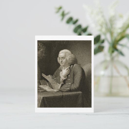 Portret van Benjamin Franklin, gegraveerd door Tho Briefkaart (Staand voorkant)