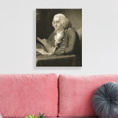 Portret van Benjamin Franklin, gegraveerd door Tho Canvas Afdruk (Insitu (Woonkamer))