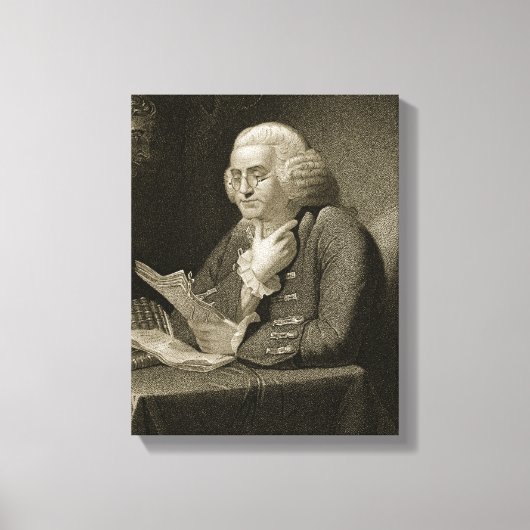 Portret van Benjamin Franklin, gegraveerd door Tho Canvas Afdruk (Voorkant)