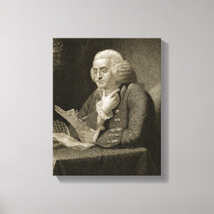 Portret van Benjamin Franklin, gegraveerd door Tho Canvas Afdruk