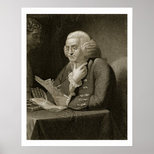 Portret van Benjamin Franklin, gegraveerd door Tho Poster (Voorkant)