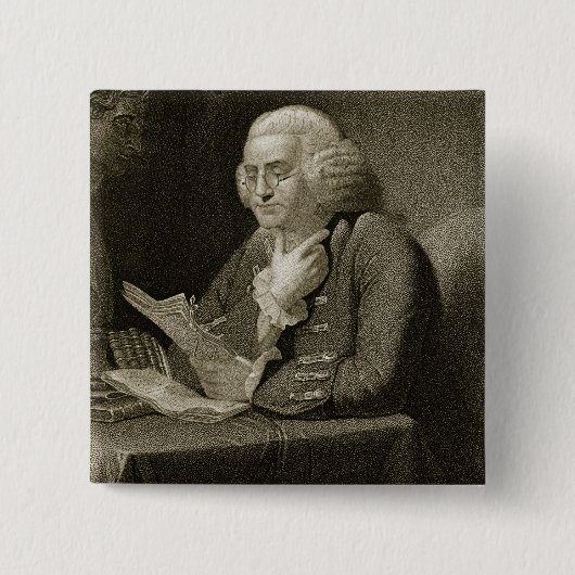 Portret van Benjamin Franklin, gegraveerd door Tho Vierkante Button 5,1 Cm (Voorkant)