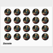 Portret van Benjamin Franklin Ronde Sticker (Vel)
