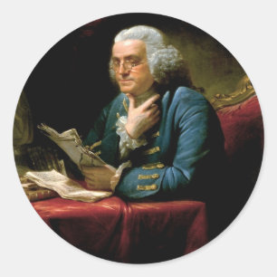 Portret van Benjamin Franklin Ronde Sticker