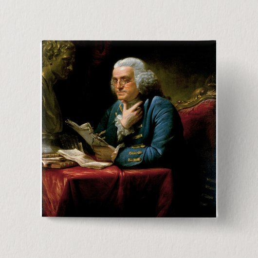 Portret van Benjamin Franklin Vierkante Button 5,1 Cm (Voorkant)