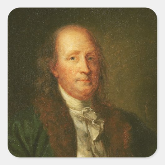 Portret van Benjamin Franklin Vierkante Sticker (Voorkant)