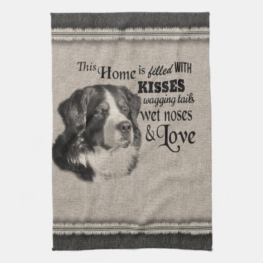  portret van Bernese Mountain-hond Theedoek (Verticaal)