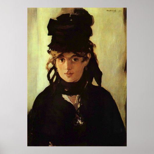 Portret van Berthe Morisot door Edouard Manet Poster (Voorkant)