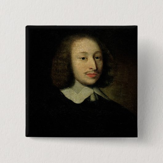Portret van Blaise Pascal Vierkante Button 5,1 Cm (Voorkant)