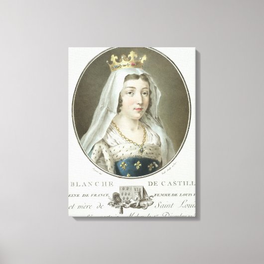 Portret van Blanche de Castille (1185-1252) engrav Canvas Afdruk (Voorkant)