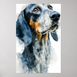 Portret van blauwe tick-reuzenjachthond poster
