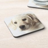 Portret van blond Labrador Retriever Puppy Bier Onderzetter (Linkerzijde)