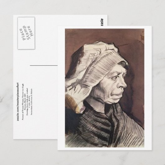 Portret van boerenvrouw, Van Gogh Fine Art Briefkaart (Voorkant / Achterkant)
