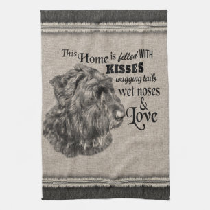  portret van Bouvier des Flandres Theedoek