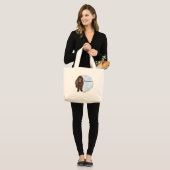 Portret van Brown Newfoundland Grote Tote Bag (Voorkant (model))