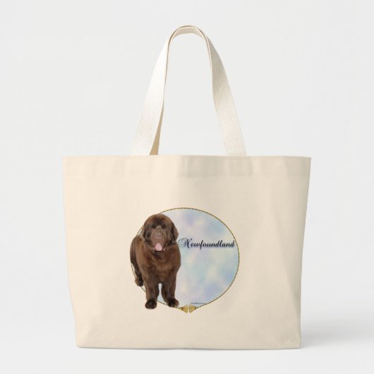Portret van Brown Newfoundland Grote Tote Bag (Voorkant)