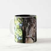 portret van bruin paard 2 tweekleurige koffiemok (Voorkant links)