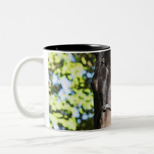 portret van bruin paard 2 tweekleurige koffiemok (Links)