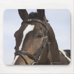 portret van bruin paard muismat