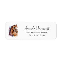 Portret van bruin paardenhoofd in waterverf adres