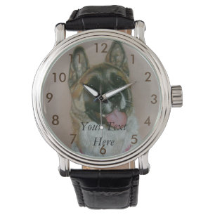 Portret van bruine en witte akita hond horloge