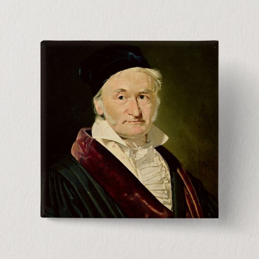 Portret van Carl Friedrich Gauss, 1840 Vierkante Button 5,1 Cm (Voorkant)