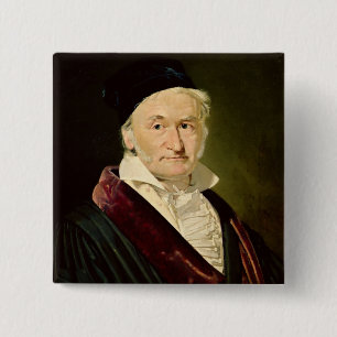 Portret van Carl Friedrich Gauss, 1840 Vierkante Button 5,1 Cm