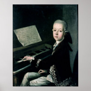 Portret van Carl Graf Firmian op de piano Poster