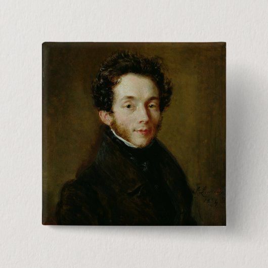 Portret van Carl Maria Friedrich Ernst von Vierkante Button 5,1 Cm (Voorkant)
