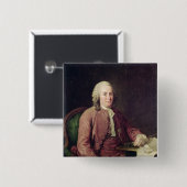 Portret van Carl von Linnaeus Vierkante Button 5,1 Cm (Voorkant /achterkant)