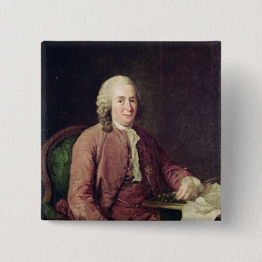 Portret van Carl von Linnaeus Vierkante Button 5,1 Cm (Voorkant)